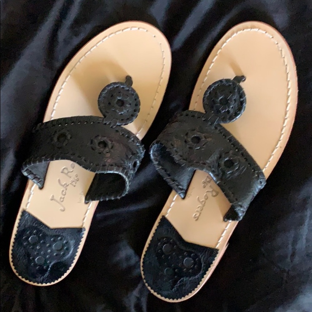 Jack Rogers Black Leather Sandals